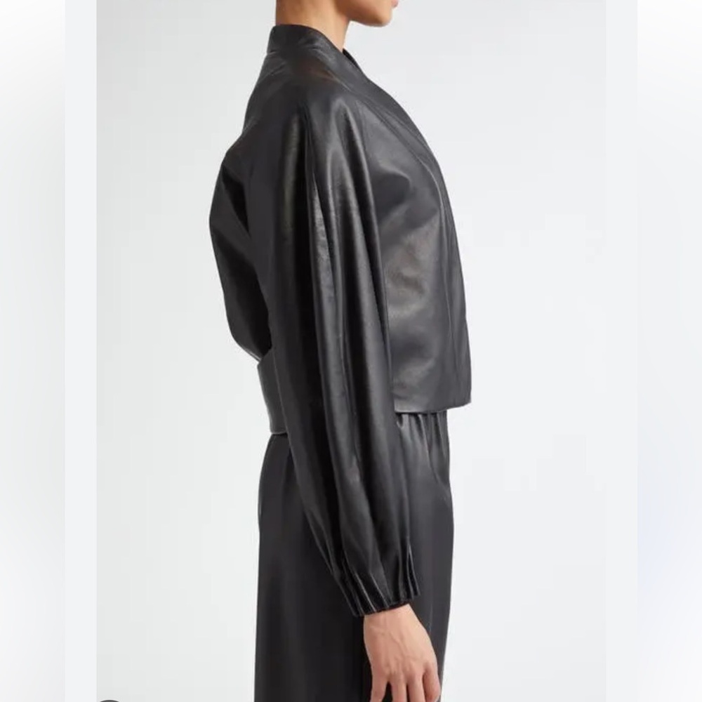$4490 FFORME Aram Cropped Black Lambskin Leather Jacket - Picture 5 of 7